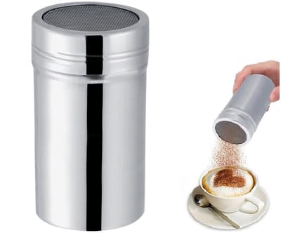 Dailygoods- Poeder Shaker Roestvrij Staal - Chocolade/Suiker Duster - Gemakkelijk Schoon Te Maken - Stofafdekkingsontwerp - Gelijkmatige Verdeling - Ideaal Voor Taarten/Desserts - Poederdispenser