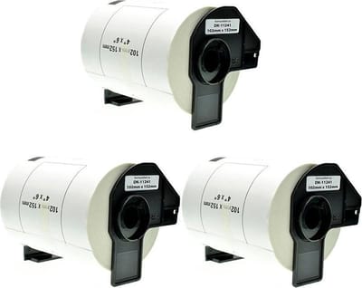 3x voorgestanst groot logistiek verzendlabel Alternatief voor Brother DK-11241 zwart op wit – Papier, 102 mm x 152 mm - 200 labels per rol