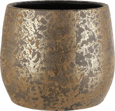 Mica Decorations bloempot - 1x stuks - flakes goud - keramiek aardewerk - 25.5 x 32 cm