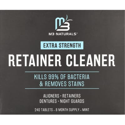 M3 Naturals, Reinigingstabletten voor Beugel, Extra Kracht, Munt, 240 Tabletten