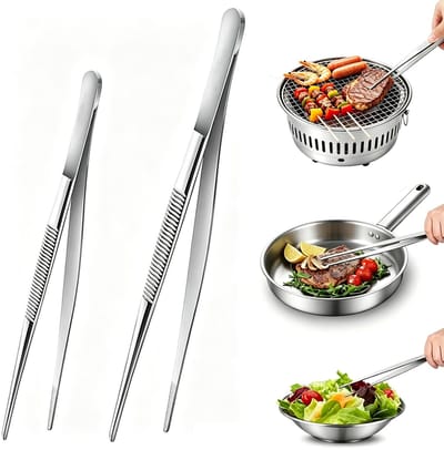 Dailygoods- Keukenpincet 30 cm - Roestvrij Staal - Grilltang/Vleestang - Professionele Tang - Antislip Handvat - Geschikt voor Koken en Grillen