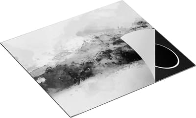 Chefcare Inductie Beschermer Abstracte Kunst van Bergen - Zwart Wit - 60x50 cm - Afdekplaat Inductie - Kookplaat Beschermer - Inductie Mat