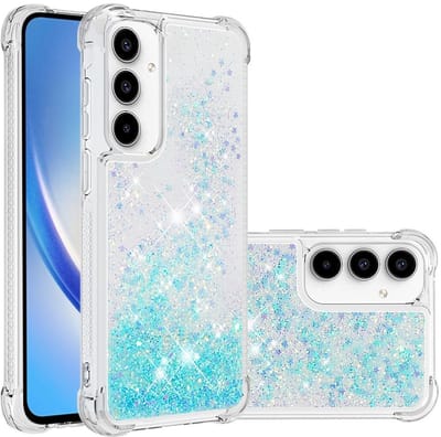 Coverup Hoesje - Geschikt voor Samsung Galaxy A56 Hoesje - Coverup Liquid Glitter Back Cover - Lichtblauw
