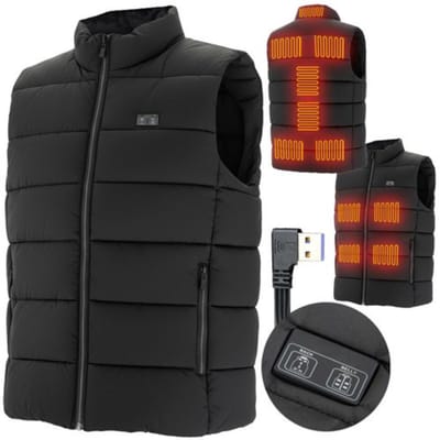MOZY® - Elektrische Bodywarmer - Maat M - Zwart - 3 Verwarmingsstanden - 11 Verwarmingszones - Zonder Powerbank - Verwarmde Bodywarmer - Unisex - Verwarmd Vest - Thermo Vest