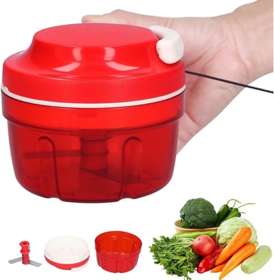 Handtrekgroentesnijder - Uienhakselaar - Hakmolen Gehaktmolen - Handmatig trekkoord Keukenmachine - Blender - Thuiskeuken Knoflookversnipperen - Keukenaccessoires - Rood