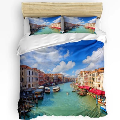 Santa Maria Della Salute Kerk Venetië Italië Dekbedovertrek Bed Beddengoed Set Huis Quilt Overtrek Kussenslopen Beddengoed Set Geen Laken AU Single(140x210cm)