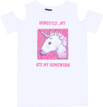 Wit blousje met een eenhoorn/hond