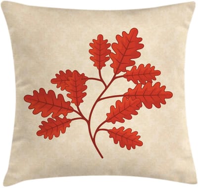 ABAKUHAUS – Kussenhoes 45x45 cm – Dubbelzijdig bedrukt – beige / verbrand oranje