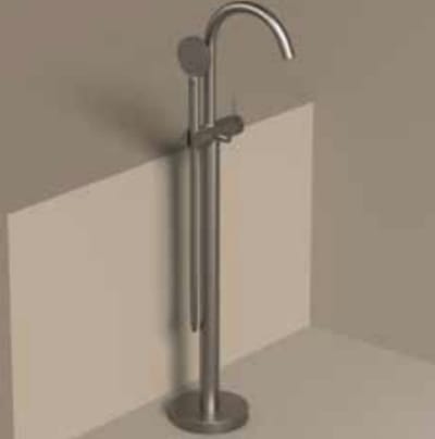 IVY Bond Badmengkraan vrijstaand met draaibare uitloop, slang 150cm en satin spray handdouche Geborsteld metal black PVD