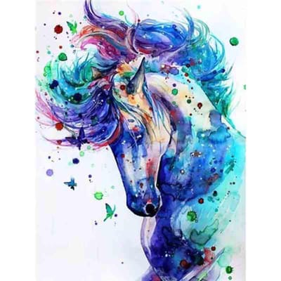 Diamant broderie animal point de croix bricolage diamant peinture cheval série décoration de la maison 20X30CM blue