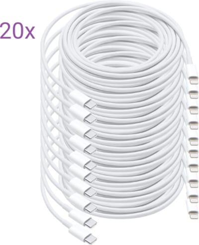 Viewr - USB-C naar iPhone Lightning kabel - 20 Stuks - 1 Meter - Oplader Kabel - Snel Lader