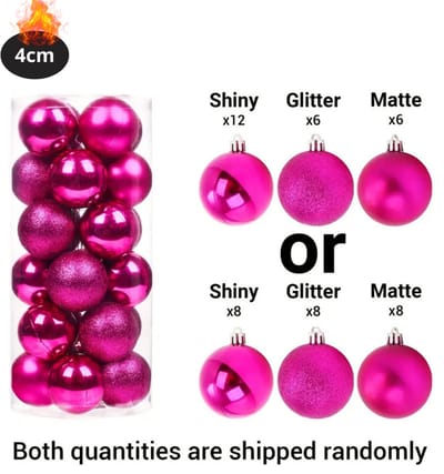 Nivard Kerstballen - Kerstversiering - Plastic - Rood Roze - 4 cm - 24 stuks