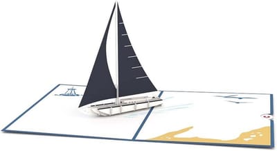 3D Pop-Up Wenskaart Zeilboot - Kaart voor Jubileum, Verjaardag of Groet