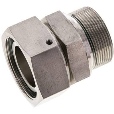 42L & M48x2 RVS Rechte Draaidoorvoer Buitendraad 160bar FKM O-ring en Afdichtconus Verstelbaar ISO 8434-1