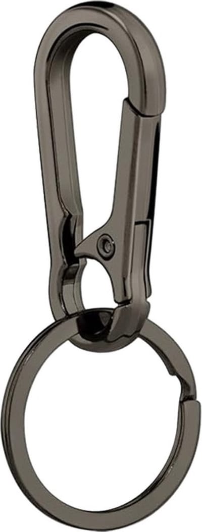 1x Karabijnhaak Met Sleutelring - Musketonhaak - Karabijnsluiting - Musketon - Sleutelhanger - RVS - 70x25mm - Zwart