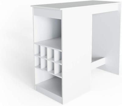 Hoge Bar Tafel Wit Compact met Geïntegreerde Wijnopslag en Vakken