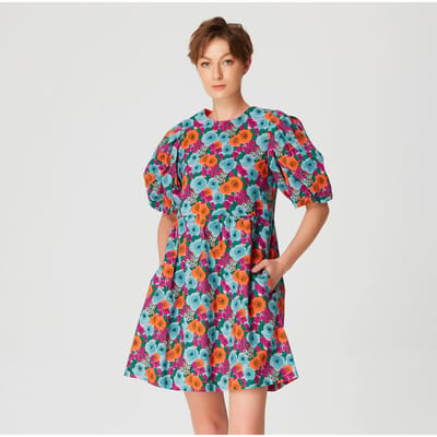 Korte trapeze -jurk met bloemenprint