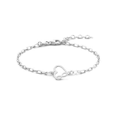 Zilveren Armband Hart en Infinity 16 + 3 cm - Gerhodineerd met Karabijnsluiting - 1336396