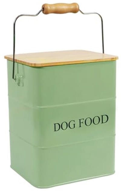 Hondenvoer Opbergdoos 6 Liter – Luchtdichte Voedercontainer met Houten Deksel en Schep