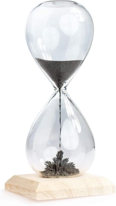 Zandloper - Zand timer - Decoratief gebruik - Magnetisch zand - 17 cm hoog - Antraciet