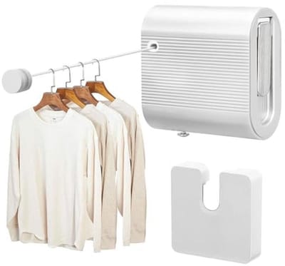 Waslijn Uittrekbaar - Wand Waslijn - Was Drogen - Anti Doorhang Design - 4.2 Meter - Wit