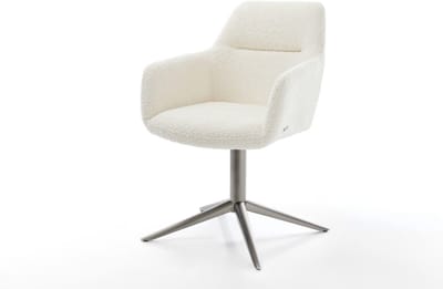 Eetkamerstoel Pejo-Flex kruispoot grafiet bouclé wit 360° draaibaar rocker-functie pocketveer kern