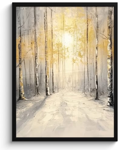 Poster in lijst - Fotolijst 50x70 cm - Posters - Winter - Abstract - Sneeuw - Natuur - Zon - Posterlijst zwart - Decoratie - Wanddecoratie woonkamer - Muurdecoratie slaapkamer