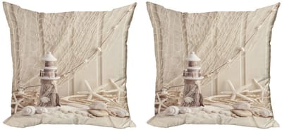 ABAKUHAUS visnet kussenhoes set – 2x60x60 cm – marine beige