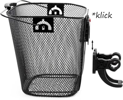 Fietsmand voormand - Boodschappenmand - Spullen vervoeren - Afneembaar met draaggreep - 325 x 24 x 265 cm - Zwart