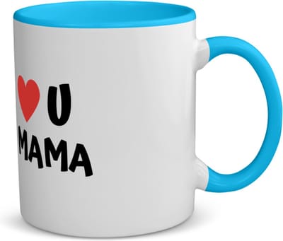 Akyol - i love u mama koffiemok - theemok - blauw - Moeder - de liefste mama - moeder cadeautjes - moederdag - verjaardag - geschenk - kado - 350 ML inhoud
