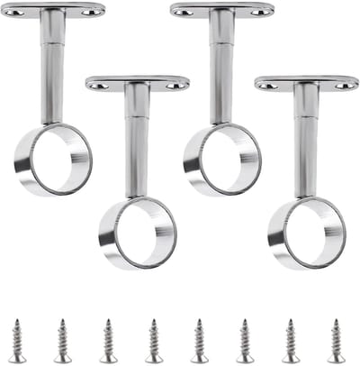 Dailygoods- Garderobe Pijp Roestvrij Staal - Verstelbare Beugel - Set van 4 - 25mm Diameter - Eenvoudig te Installeren - Stevig en Duurzaam - Gordijnroede