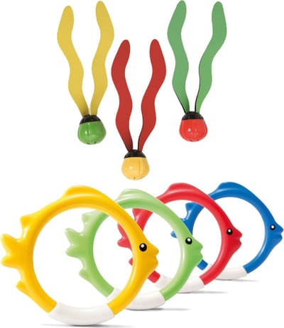 Duikringen/ballen zwembad speelgoed - 7-delig - verschillende kleuren - kunststof