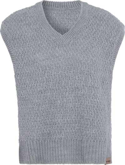 Knit Factory Luna Spencer Dames - Debardeur voor dames - Mouwloze trui - Dames Trui - Trui zonder mouwen - Licht Grijs - 40/42