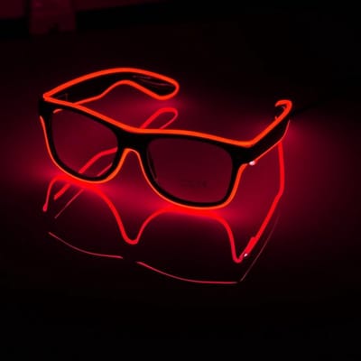Cyberpunk led-bril voor feestjes, 7 kleuren, 5 modi, lichtgevende bril, verstelbare kleur voor Halloween, Kerstmis,party, cosplay, disco, bar, festival, muziek-rood
