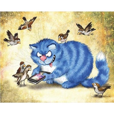 DIY 5D Diamond Painting Cross Stitch cartoon kat en vogels Diamond Borduren Handwerkpatronen 20X30CM beige