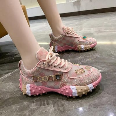 Dames Sneakers Water Diamond Fashion Luxe Strass Damesschoenen Nieuwe Outdoor Platform dames Sportschoenen Gevulkaniseerd 39 gray