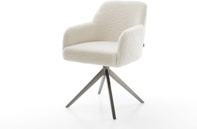 Eetkamerstoel Greg-Flex kruisframe breed grafiet teddy beige 360° draaibaar rocker-functie pocketveer kern