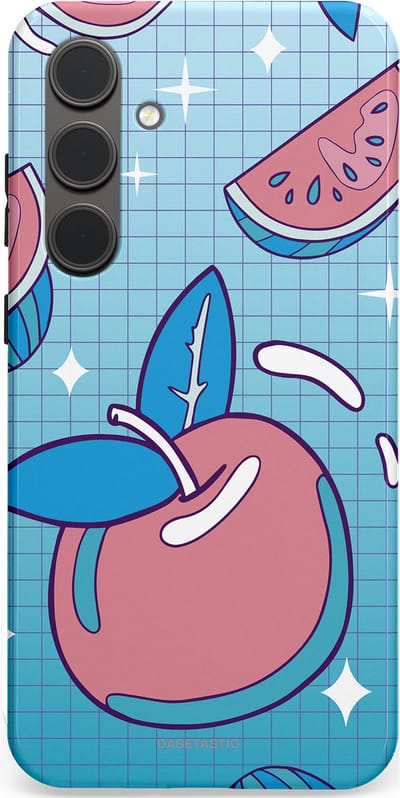 Casetastic Hoesje Geschikt voor Samsung S24 Plus - Stijlvolle Beschermende Duo-layer Case - Fruitige appel ruitjes