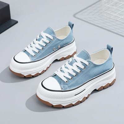 Klassieke Canvas Schoenen Dames Mode Sneakers Dames Schoenen met Dikke Zool Hoogteverhogende Casual Damesschoenen De Mujer 39 gray