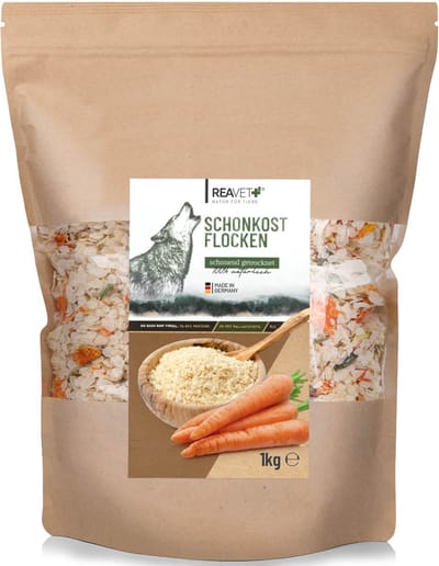 ReaVET - Rijst met wortel en prei vlokkenmix voor Honden - Koolhydraten en vezels voor je Hond - Goede toeving bij droogvoer en natvoer - 1000g