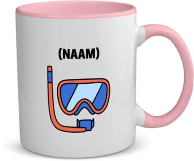 Akyol - duikbril met eigen naam koffiemok - theemok - roze - Zwemmen - mensen die houden van zwemmen - gepersonaliseerde - sport - verjaardagscadeau - kado - gift - geschenk - verrassing - 350 ML inhoud