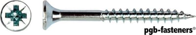 Spaanplaatschroef verzinkt 5.0x80mm. lang.Platkop-pzd-2. 200 stuks Houtschroeven. PGB-Fasteners.