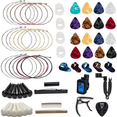 Gitaarreparatieset Gitaarverzorgingsset Onderhoudsgereedschapset Gitaaraccessoires Gitaaronderdelen Snarenwisselgereedschap Tone Sandhi Clip veelkleurig