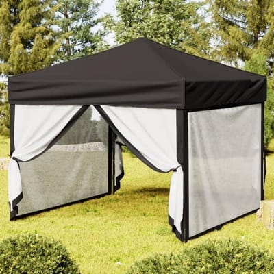 Opvouwbare Partytent - Feestpaviljoen Tuinpaviljoen - Buitenfeesten Organiseren - Waterdicht UV-bestendig - 3x3 Meter - Zwart