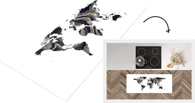 Keukenloper - Loper keuken - Wereldkaart - Goud - Zilver - Zwart - 120x50 cm - Keukenloper vinyl