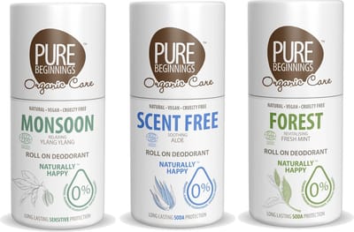 Pure Beginnings - Roll on deodorant - Monsoon + Scent Free + Forest - 3 Pak - Voordeelverpakking