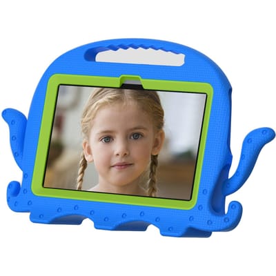 Housse Protectrice Lavable Convient pour Kindle Fire HD7 (2022) Étui pour tablette EVA antichoc anti-chute avec design Poulpe bleu