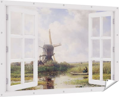 Gards Tuinposter Doorkijk In ’t Gein bij Abcoude - Willem Roelofs - 180x120 cm - Tuindoek - Tuindecoratie - Wanddecoratie buiten - Tuinschilderij