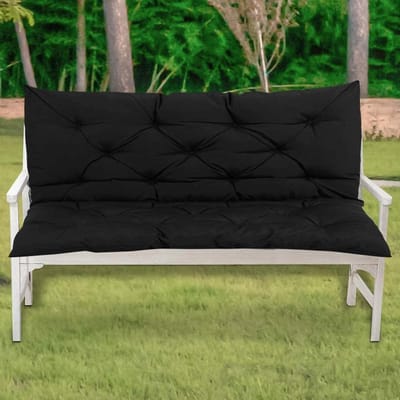 Bankkussen Buiten - Zitkussen Terras - Comfortabel Zitten - 10cm Dikke Vulling - 100x50cm - Zwart