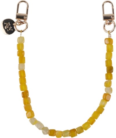 AVY Polsband Telefoonkoord | Cubiq Yellow | Kort Koord | Universeel voor alle Hoesjes | Geschikt voor iPhone, Samsung en meer | 32cm | Blokjes Kralen | Geel